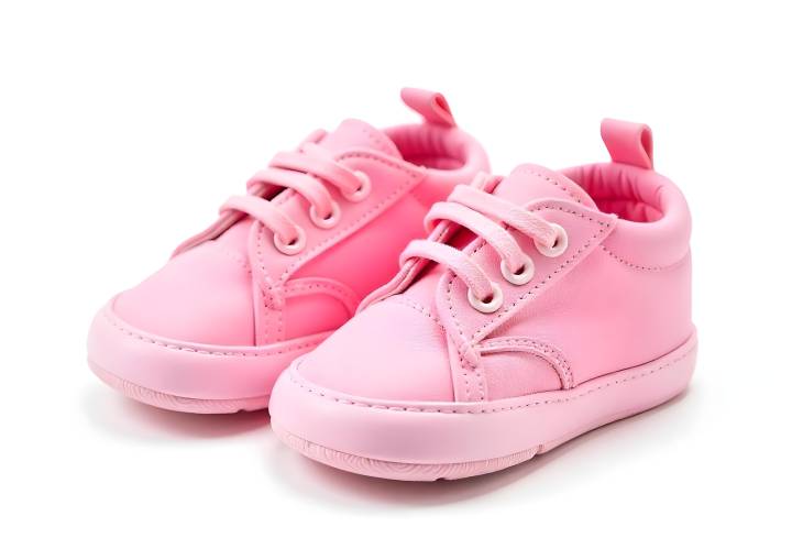 Charming Pink Baby Gym Shoes Isolated on a White Surface